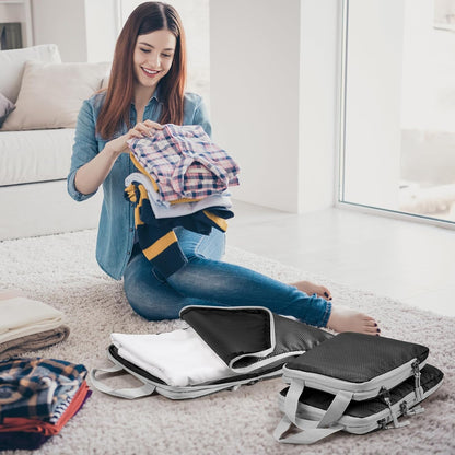 Compression Packing Cubes, Ultralight Packing Cubes for Carry on Suitcase, Travel Packing Essentials for Suitcase Organizer Bags Set, Durable Travel cubes for Luggage (Gray, Set of 4)