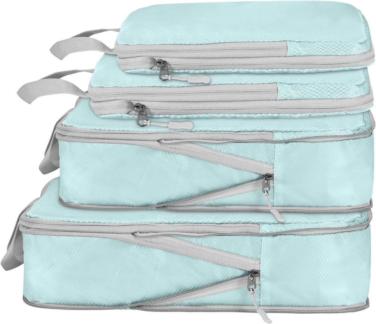 Compression Packing Cubes, Ultralight Packing Cubes for Carry on Suitcase, Travel Packing Essentials for Suitcase Organizer Bags Set, Durable Travel cubes for Luggage (Gray, Set of 4)