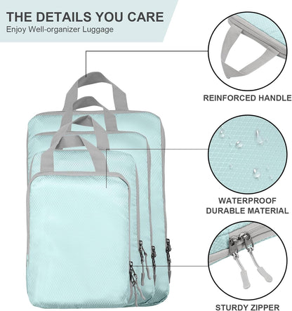Compression Packing Cubes, Ultralight Packing Cubes for Carry on Suitcase, Travel Packing Essentials for Suitcase Organizer Bags Set, Durable Travel cubes for Luggage (Gray, Set of 4)