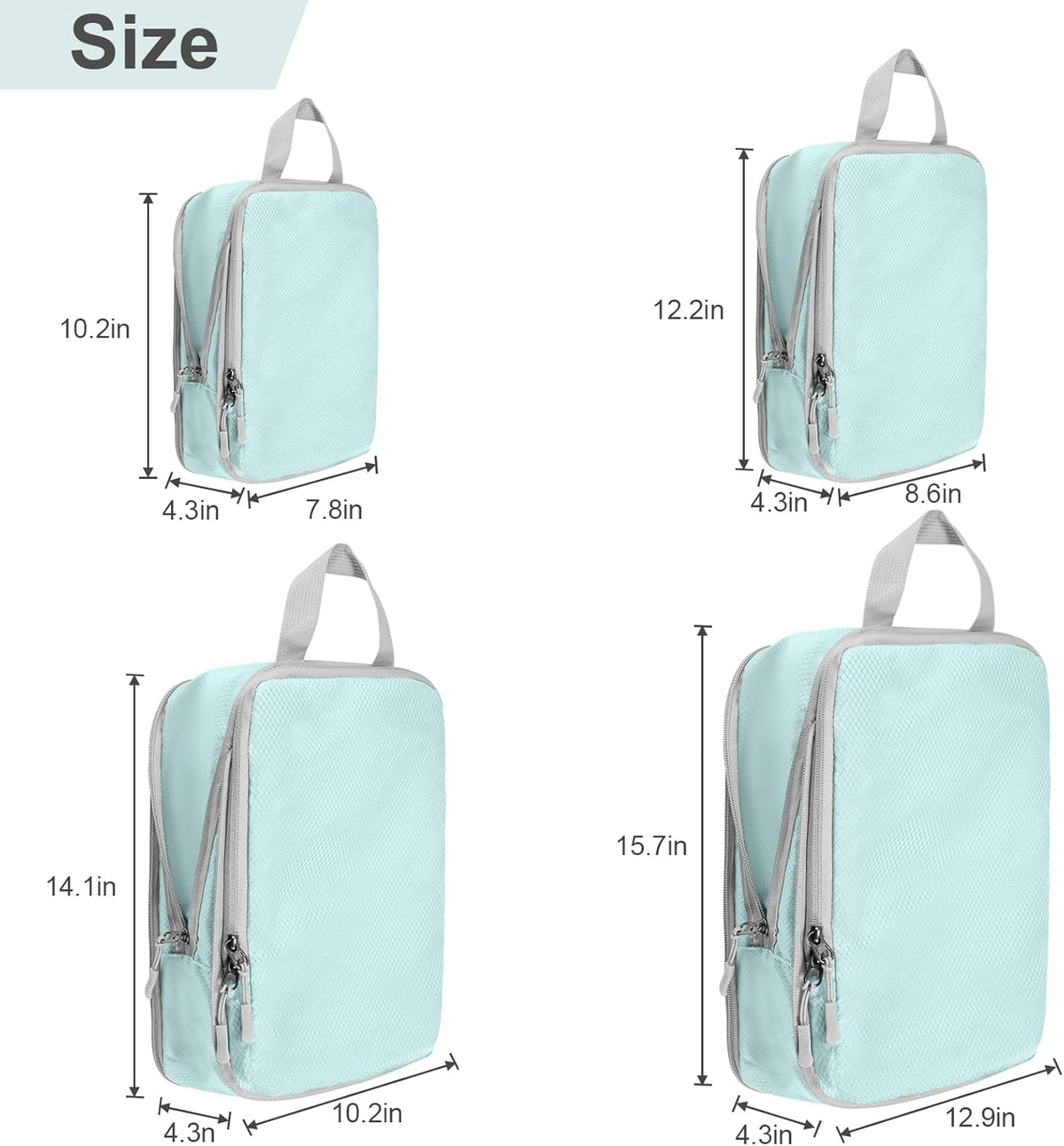 Compression Packing Cubes, Ultralight Packing Cubes for Carry on Suitcase, Travel Packing Essentials for Suitcase Organizer Bags Set, Durable Travel cubes for Luggage (Gray, Set of 4)