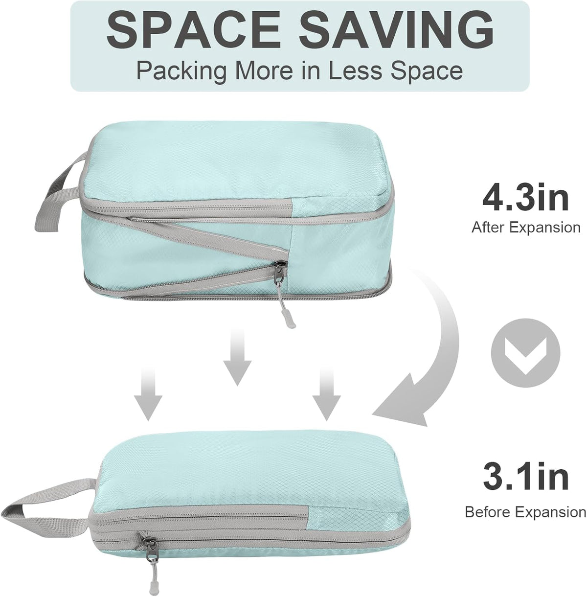 Compression Packing Cubes, Ultralight Packing Cubes for Carry on Suitcase, Travel Packing Essentials for Suitcase Organizer Bags Set, Durable Travel cubes for Luggage (Gray, Set of 4)
