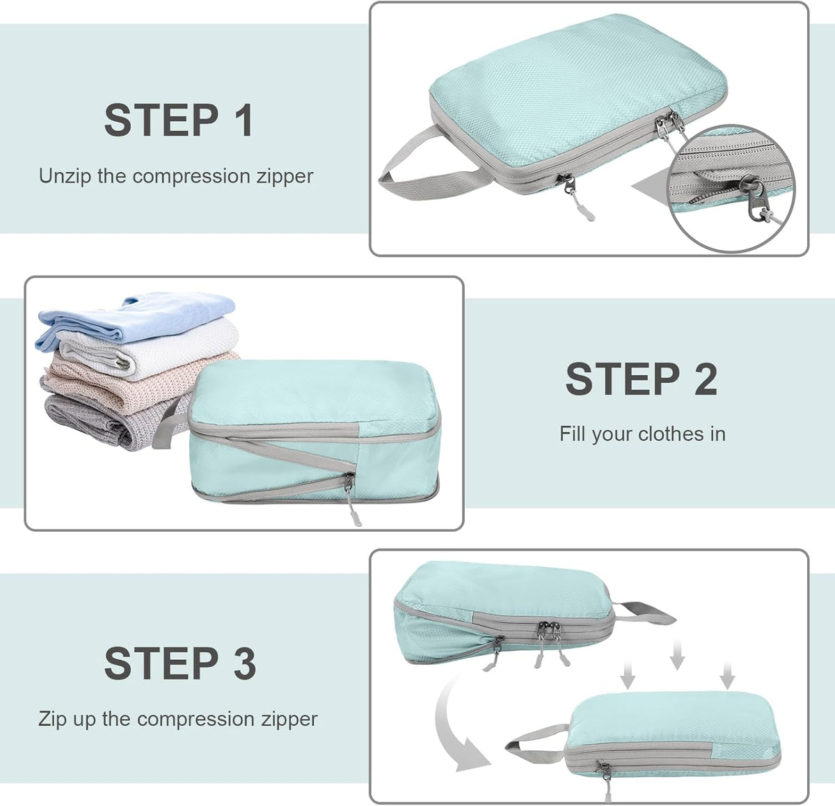 Compression Packing Cubes, Ultralight Packing Cubes for Carry on Suitcase, Travel Packing Essentials for Suitcase Organizer Bags Set, Durable Travel cubes for Luggage (Gray, Set of 4)
