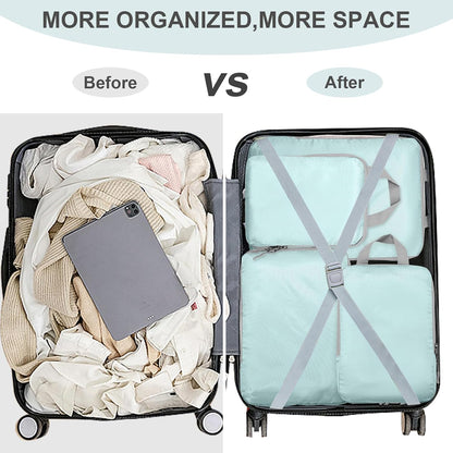 Compression Packing Cubes, Ultralight Packing Cubes for Carry on Suitcase, Travel Packing Essentials for Suitcase Organizer Bags Set, Durable Travel cubes for Luggage (Gray, Set of 4)