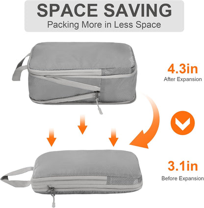 Compression Packing Cubes, Ultralight Packing Cubes for Carry on Suitcase, Travel Packing Essentials for Suitcase Organizer Bags Set, Durable Travel cubes for Luggage (Gray, Set of 4)