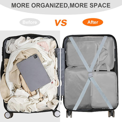 Compression Packing Cubes, Ultralight Packing Cubes for Carry on Suitcase, Travel Packing Essentials for Suitcase Organizer Bags Set, Durable Travel cubes for Luggage (Gray, Set of 4)
