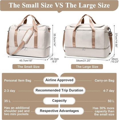 Extra Large Travel Duffel Bag, Carry-On Weekender Bags for Women Travel | Overnight Weekend Bag with Shoes Compartment for Travel Business Trips Sport Hospital - Colors A