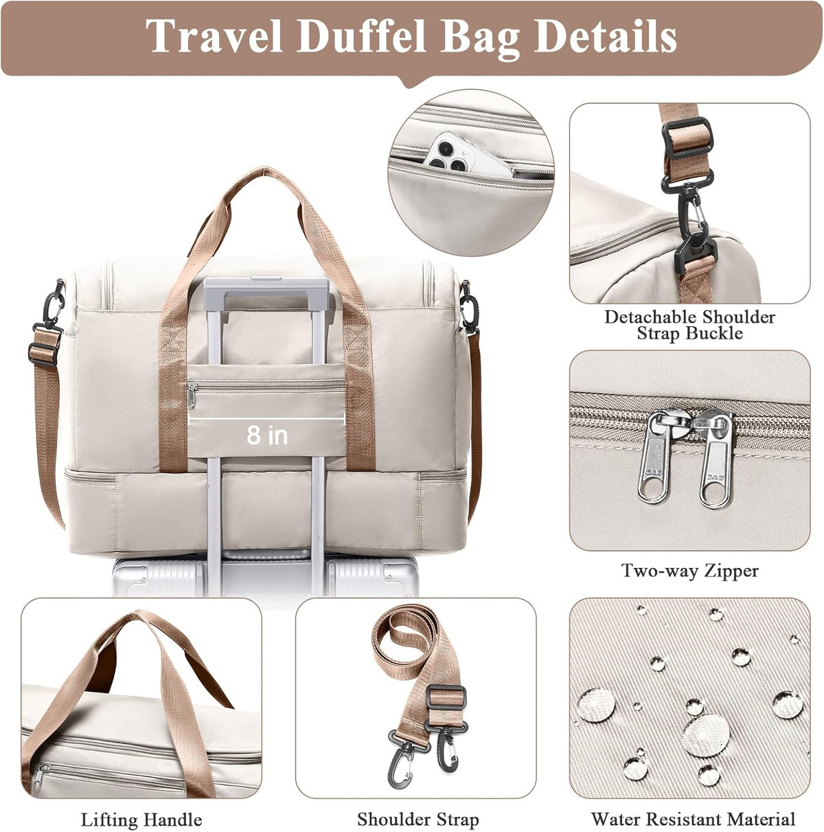 Extra Large Travel Duffel Bag, Carry-On Weekender Bags for Women Travel | Overnight Weekend Bag with Shoes Compartment for Travel Business Trips Sport Hospital - Colors A