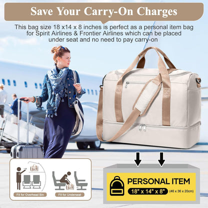 Extra Large Travel Duffel Bag, Carry-On Weekender Bags for Women Travel | Overnight Weekend Bag with Shoes Compartment for Travel Business Trips Sport Hospital - Colors A