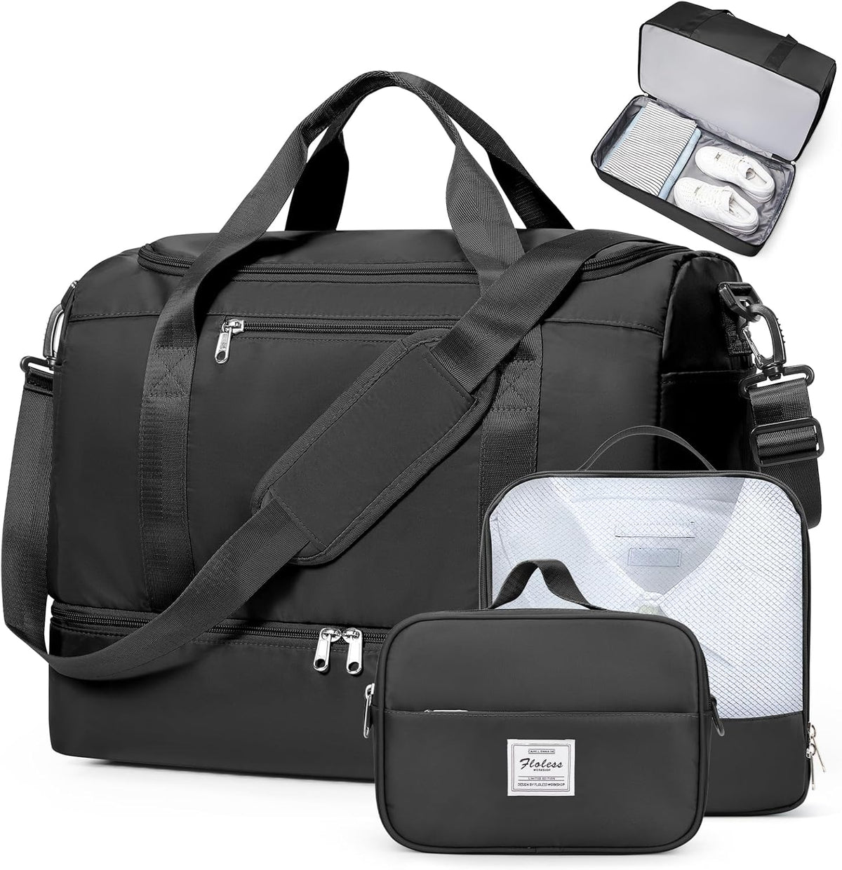 Extra Large Travel Duffel Bag, Carry-On Weekender Bags for Women Travel | Overnight Weekend Bag with Shoes Compartment for Travel Business Trips Sport Hospital - Colors A