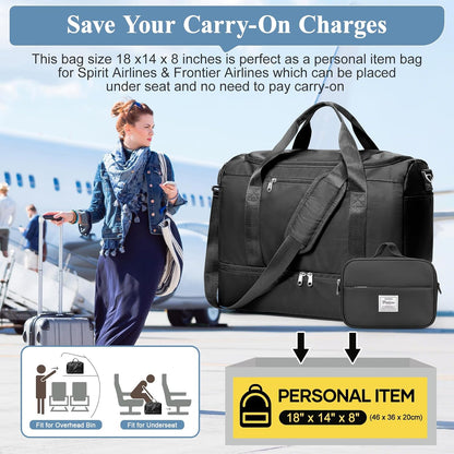 Extra Large Travel Duffel Bag, Carry-On Weekender Bags for Women Travel | Overnight Weekend Bag with Shoes Compartment for Travel Business Trips Sport Hospital - Colors A