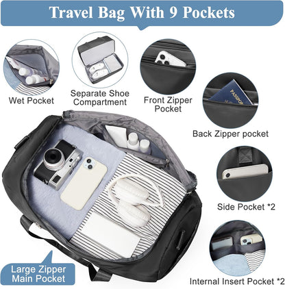 Extra Large Travel Duffel Bag, Carry-On Weekender Bags for Women Travel | Overnight Weekend Bag with Shoes Compartment for Travel Business Trips Sport Hospital - Colors A