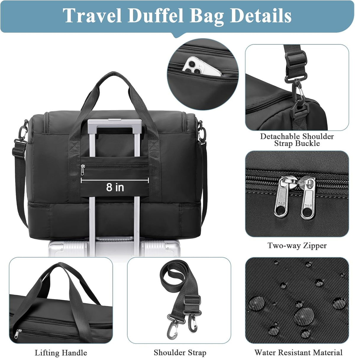 Extra Large Travel Duffel Bag, Carry-On Weekender Bags for Women Travel | Overnight Weekend Bag with Shoes Compartment for Travel Business Trips Sport Hospital - Colors A