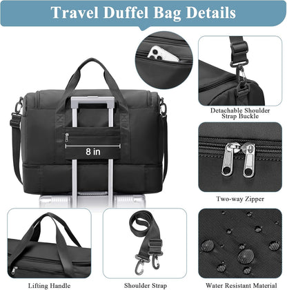 Extra Large Travel Duffel Bag, Carry-On Weekender Bags for Women Travel | Overnight Weekend Bag with Shoes Compartment for Travel Business Trips Sport Hospital - Colors A