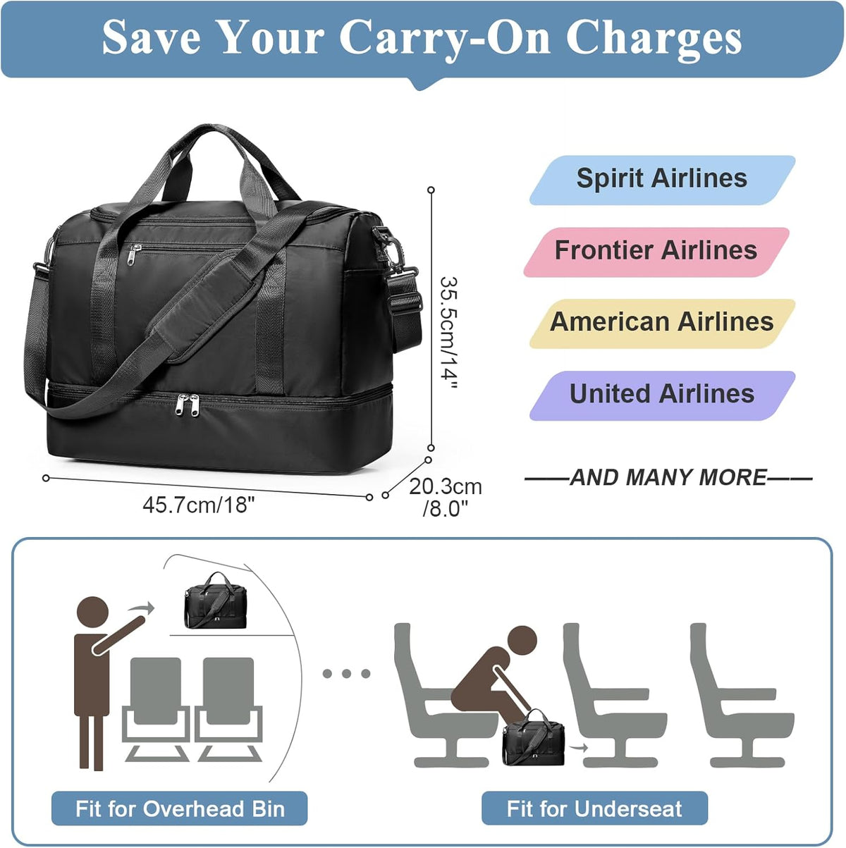 Extra Large Travel Duffel Bag, Carry-On Weekender Bags for Women Travel | Overnight Weekend Bag with Shoes Compartment for Travel Business Trips Sport Hospital - Colors A