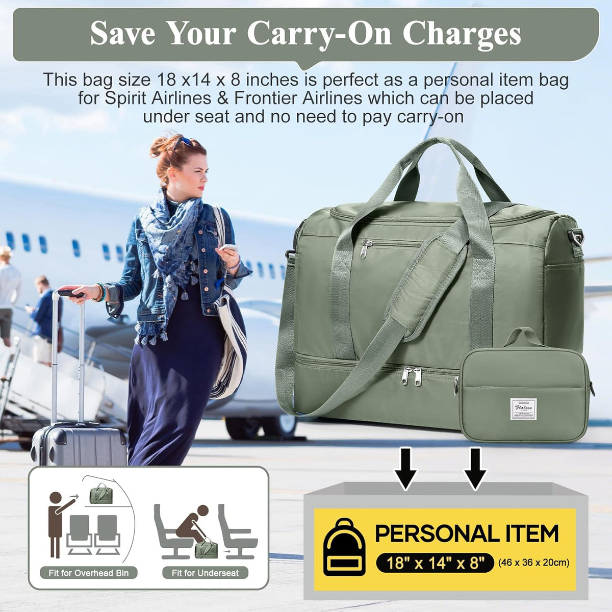 Extra Large Travel Duffel Bag, Carry-On Weekender Bags for Women Travel | Overnight Weekend Bag with Shoes Compartment for Travel Business Trips Sport Hospital - Colors A