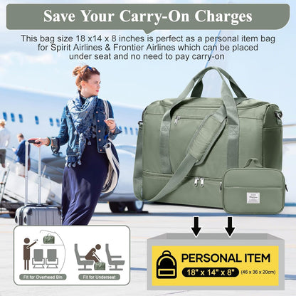 Extra Large Travel Duffel Bag, Carry-On Weekender Bags for Women Travel | Overnight Weekend Bag with Shoes Compartment for Travel Business Trips Sport Hospital - Colors A