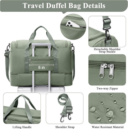 Extra Large Travel Duffel Bag, Carry-On Weekender Bags for Women Travel | Overnight Weekend Bag with Shoes Compartment for Travel Business Trips Sport Hospital - Colors A