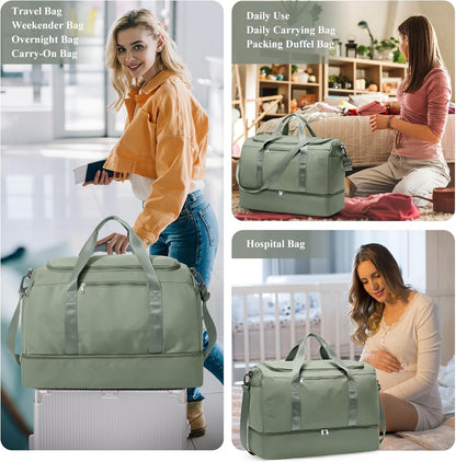 Extra Large Travel Duffel Bag, Carry-On Weekender Bags for Women Travel | Overnight Weekend Bag with Shoes Compartment for Travel Business Trips Sport Hospital - Colors A