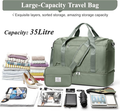 Extra Large Travel Duffel Bag, Carry-On Weekender Bags for Women Travel | Overnight Weekend Bag with Shoes Compartment for Travel Business Trips Sport Hospital - Colors A