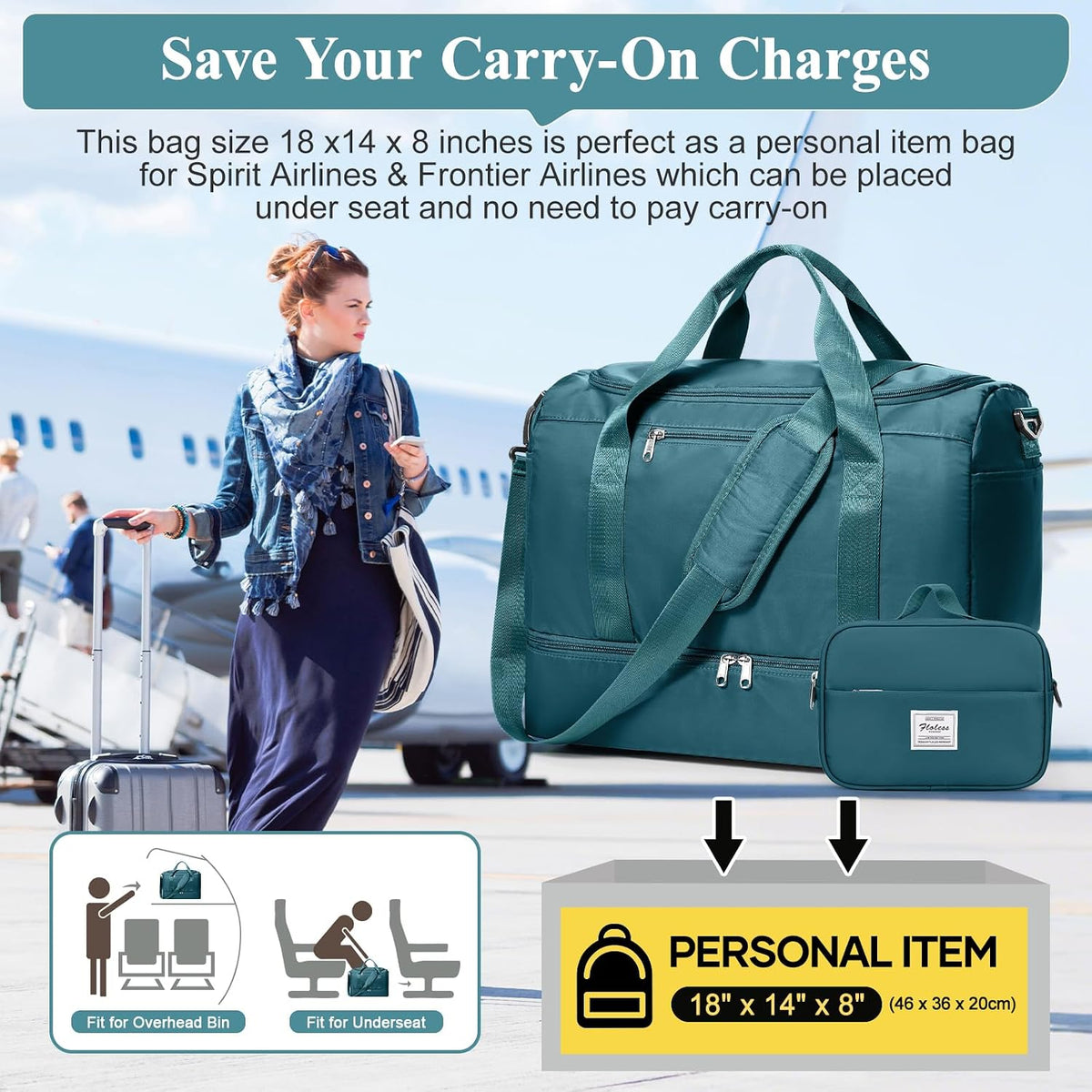 Extra Large Travel Duffel Bag, Carry-On Weekender Bags for Women Travel | Overnight Weekend Bag with Shoes Compartment for Travel Business Trips Sport Hospital - Colors A