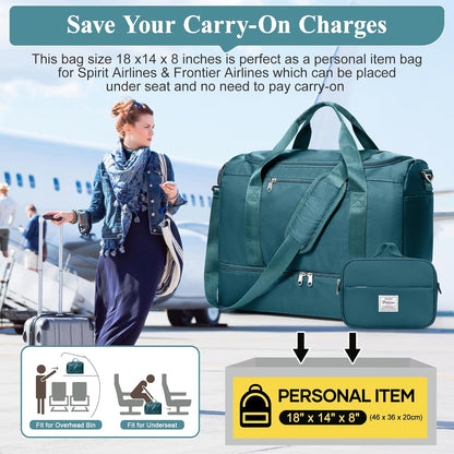Extra Large Travel Duffel Bag, Carry-On Weekender Bags for Women Travel | Overnight Weekend Bag with Shoes Compartment for Travel Business Trips Sport Hospital - Colors A