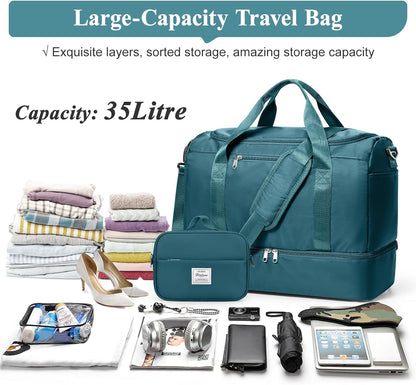 Extra Large Travel Duffel Bag, Carry-On Weekender Bags for Women Travel | Overnight Weekend Bag with Shoes Compartment for Travel Business Trips Sport Hospital - Colors A