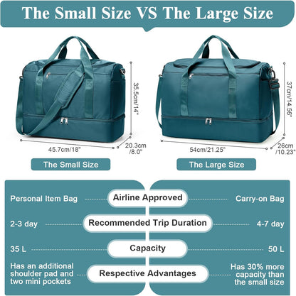 Extra Large Travel Duffel Bag, Carry-On Weekender Bags for Women Travel | Overnight Weekend Bag with Shoes Compartment for Travel Business Trips Sport Hospital - Colors A