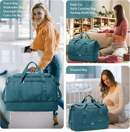 Extra Large Travel Duffel Bag, Carry-On Weekender Bags for Women Travel | Overnight Weekend Bag with Shoes Compartment for Travel Business Trips Sport Hospital - Colors A