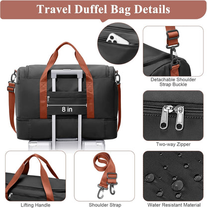 Extra Large Travel Duffel Bag, Carry-On Weekender Bags for Women Travel | Overnight Weekend Bag with Shoes Compartment for Travel Business Trips Sport Hospital - Colors A