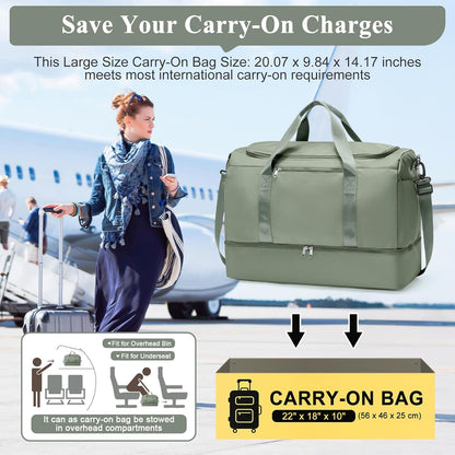 Extra Large Travel Duffel Bag, Carry-On Weekender Bags for Women Travel | Overnight Weekend Bag with Shoes Compartment for Travel Business Trips Sport Hospital - Colors A