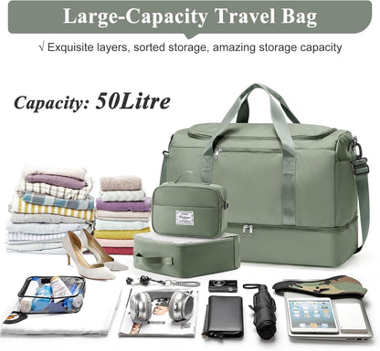 Extra Large Travel Duffel Bag, Carry-On Weekender Bags for Women Travel | Overnight Weekend Bag with Shoes Compartment for Travel Business Trips Sport Hospital - Colors A