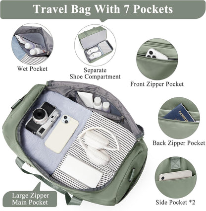 Extra Large Travel Duffel Bag, Carry-On Weekender Bags for Women Travel | Overnight Weekend Bag with Shoes Compartment for Travel Business Trips Sport Hospital - Colors A