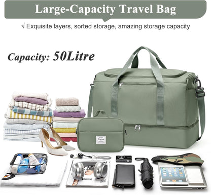 Extra Large Travel Duffel Bag, Carry-On Weekender Bags for Women Travel | Overnight Weekend Bag with Shoes Compartment for Travel Business Trips Sport Hospital - Colors A