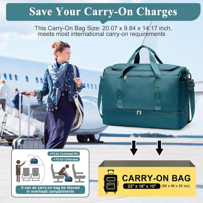 Extra Large Travel Duffel Bag, Carry-On Weekender Bags for Women Travel | Overnight Weekend Bag with Shoes Compartment for Travel Business Trips Sport Hospital - Colors A