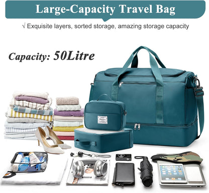 Extra Large Travel Duffel Bag, Carry-On Weekender Bags for Women Travel | Overnight Weekend Bag with Shoes Compartment for Travel Business Trips Sport Hospital - Colors A