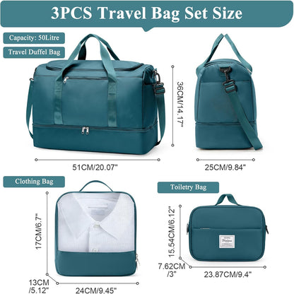 Extra Large Travel Duffel Bag, Carry-On Weekender Bags for Women Travel | Overnight Weekend Bag with Shoes Compartment for Travel Business Trips Sport Hospital - Colors A