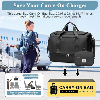 Extra Large Travel Duffel Bag, Carry-On Weekender Bags for Women Travel | Overnight Weekend Bag with Shoes Compartment for Travel Business Trips Sport Hospital - Colors A