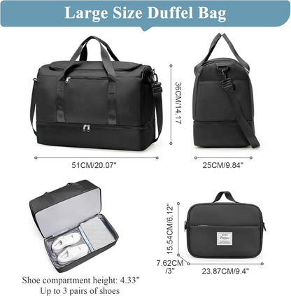 Extra Large Travel Duffel Bag, Carry-On Weekender Bags for Women Travel | Overnight Weekend Bag with Shoes Compartment for Travel Business Trips Sport Hospital - Colors A