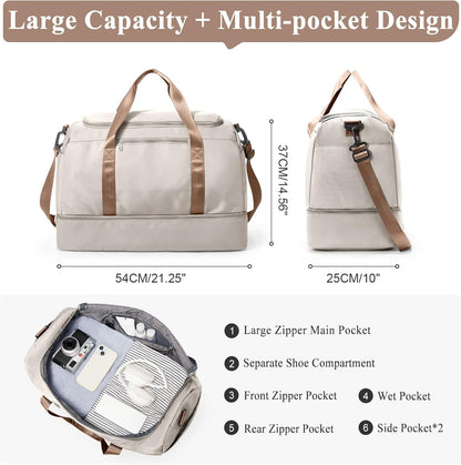 Extra Large Travel Duffel Bag, Carry-On Weekender Bags for Women Travel | Overnight Weekend Bag with Shoes Compartment for Travel Business Trips Sport Hospital - Colors A