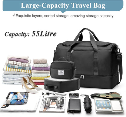 Extra Large Travel Duffel Bag, Carry-On Weekender Bags for Women Travel | Overnight Weekend Bag with Shoes Compartment for Travel Business Trips Sport Hospital - Colors A