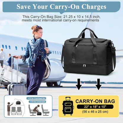 Extra Large Travel Duffel Bag, Carry-On Weekender Bags for Women Travel | Overnight Weekend Bag with Shoes Compartment for Travel Business Trips Sport Hospital - Colors A