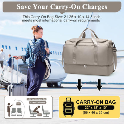 Extra Large Travel Duffel Bag, Carry-On Weekender Bags for Women Travel | Overnight Weekend Bag with Shoes Compartment for Travel Business Trips Sport Hospital - Colors A
