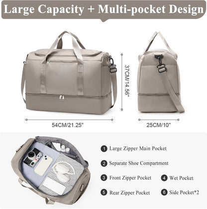 Extra Large Travel Duffel Bag, Carry-On Weekender Bags for Women Travel | Overnight Weekend Bag with Shoes Compartment for Travel Business Trips Sport Hospital - Colors A