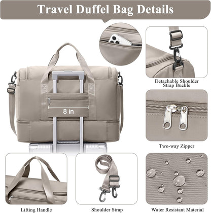 Extra Large Travel Duffel Bag, Carry-On Weekender Bags for Women Travel | Overnight Weekend Bag with Shoes Compartment for Travel Business Trips Sport Hospital - Colors A