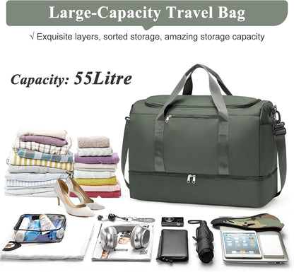 Extra Large Travel Duffel Bag, Carry-On Weekender Bags for Women Travel | Overnight Weekend Bag with Shoes Compartment for Travel Business Trips Sport Hospital - Colors A