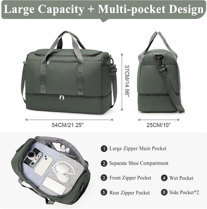Extra Large Travel Duffel Bag, Carry-On Weekender Bags for Women Travel | Overnight Weekend Bag with Shoes Compartment for Travel Business Trips Sport Hospital - Colors A
