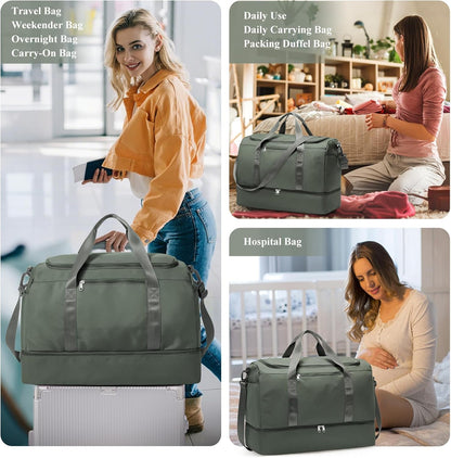 Extra Large Travel Duffel Bag, Carry-On Weekender Bags for Women Travel | Overnight Weekend Bag with Shoes Compartment for Travel Business Trips Sport Hospital - Colors A