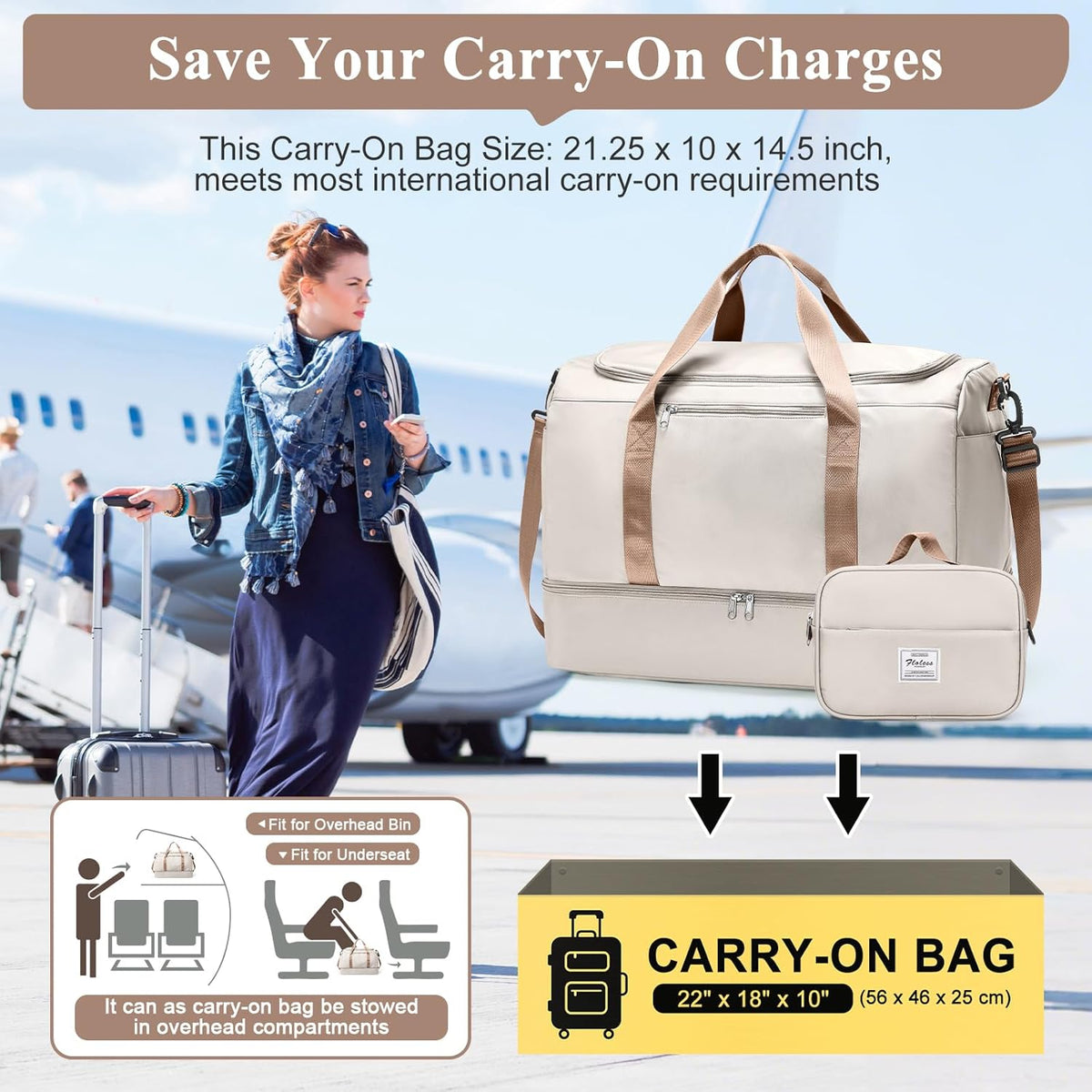 Extra Large Travel Duffel Bag, Carry-On Weekender Bags for Women Travel | Overnight Weekend Bag with Shoes Compartment for Travel Business Trips Sport Hospital - Colors A
