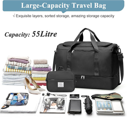 Extra Large Travel Duffel Bag, Carry-On Weekender Bags for Women Travel | Overnight Weekend Bag with Shoes Compartment for Travel Business Trips Sport Hospital - Colors A