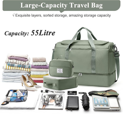 Extra Large Travel Duffel Bag, Carry-On Weekender Bags for Women Travel | Overnight Weekend Bag with Shoes Compartment for Travel Business Trips Sport Hospital - Colors A